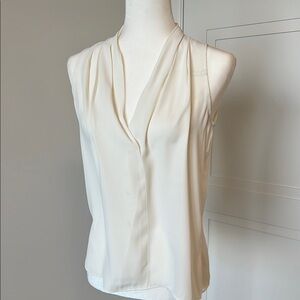 WHBM Elegant Cream Sleeveless Blouse